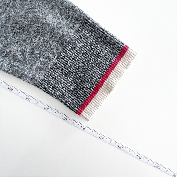 Roots Cabin Shawl Open Cardigan Side Slits Pockets Women's M Black White Heather - Picture 7 of 8